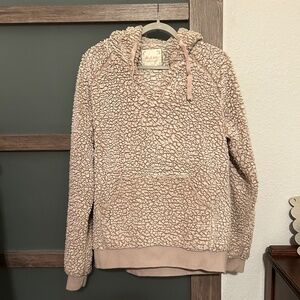Altar'd State | Sherpa Hoodie- Taupe/Pink-Size M